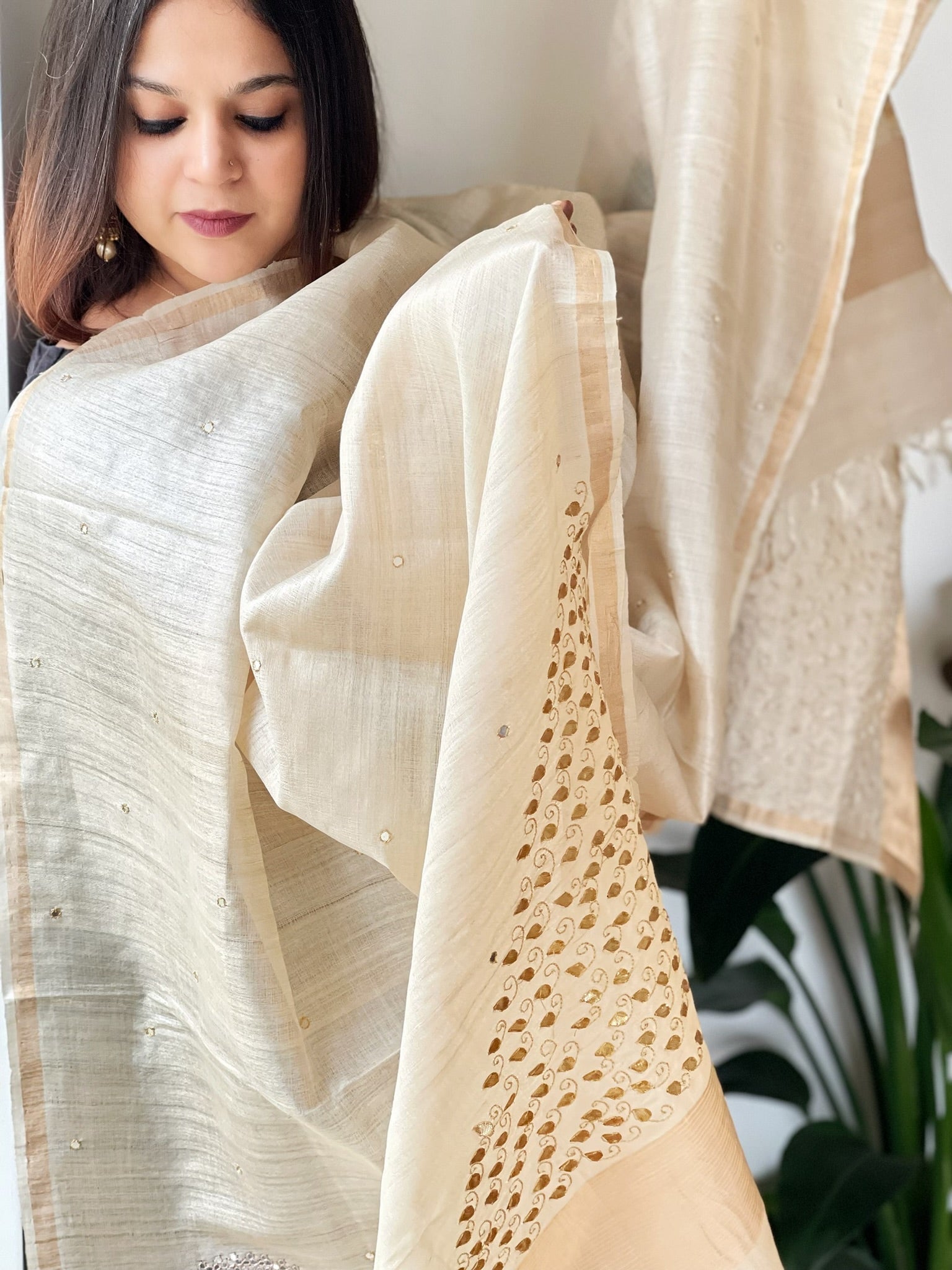 Gotapatti Handwork Dupatta in Pure Tussar Silk