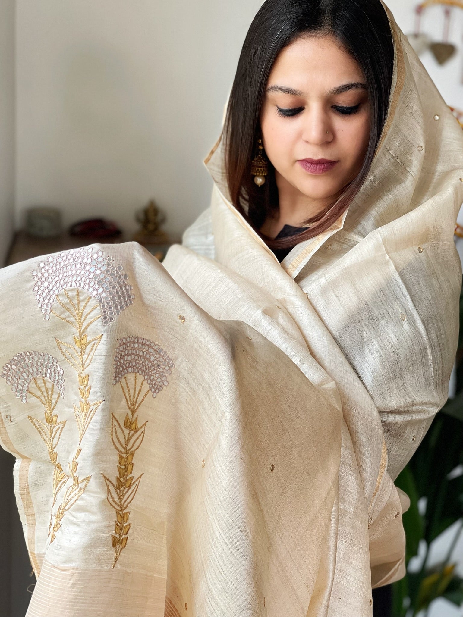 Gotapatti Handwork Dupatta in Pure Tussar Silk