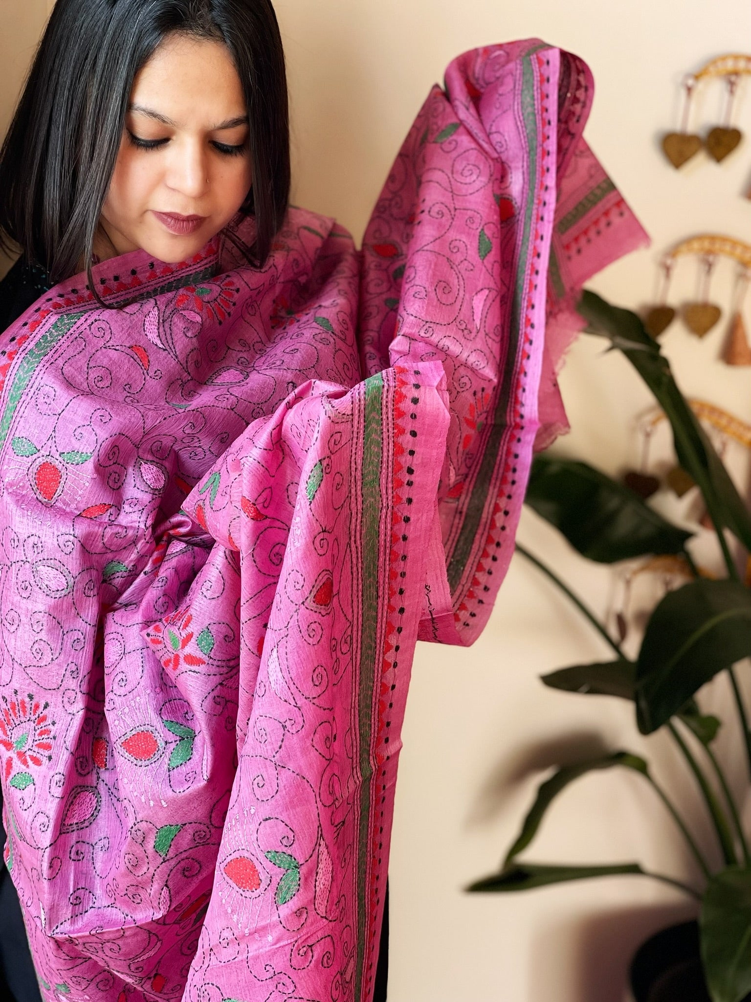 Handmade Nakshi Kantha Dupatta in Pure Silk