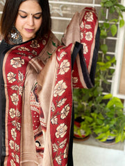 Handsketched & Handpainted Dupatta in Modal Silk