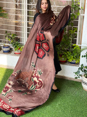 Handsketched & Handpainted Dupatta in Modal Silk