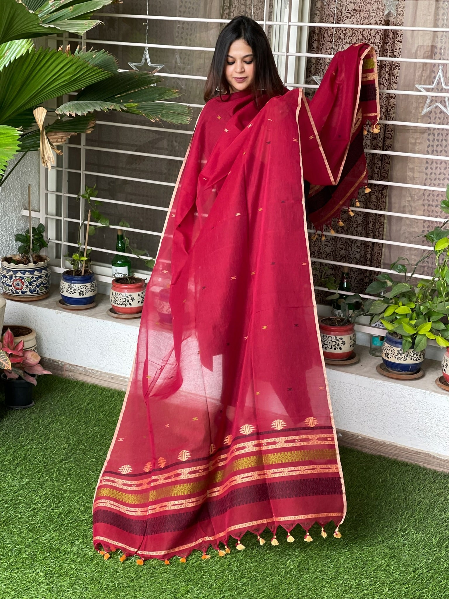 Handwoven Bhujodi Dupatta in Chanderi Cotton