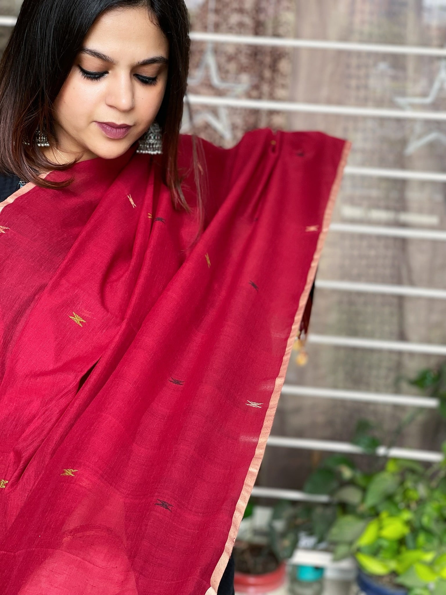 Handwoven Bhujodi Dupatta in Chanderi Cotton