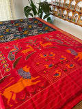 Handwoven Shikargah Design Ikat Saree in Pure Silk