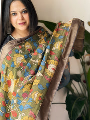 Handpainted Kalamkari Dupatta in Chanderi Silk