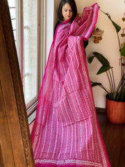 Pink Handmade Kantha Dupatta in Silk