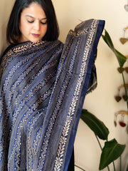 Blue Handmade Kantha Dupatta in Silk