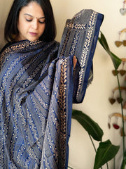 Blue Handmade Kantha Dupatta in Silk