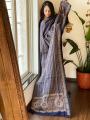 Blue Handmade Kantha Dupatta in Silk