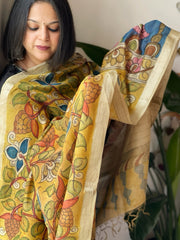 Handpainted Kalamkari Dupatta in Chanderi Silk