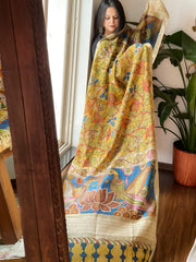 Handpainted Kalamkari Dupatta in Chanderi Silk
