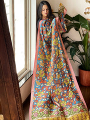 Handpainted Kalamkari Dupatta in Chanderi Silk