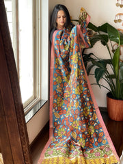Handpainted Kalamkari Dupatta in Chanderi Silk