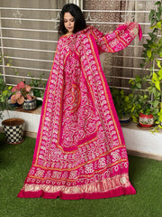 Pink Bandhani Dupatta with Gotapatti Handwork in Pure Silk