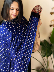 Blue Bandhani with Ajrakh Dupatta in Modal Silk