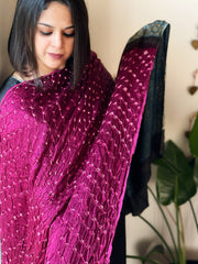 Wine Bandhani with Ajrakh Dupatta in Modal Silk