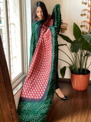 Rust Bandhani with Ajrakh Dupatta in Modal Silk