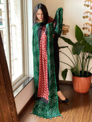 Rust Bandhani with Ajrakh Dupatta in Modal Silk