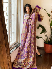 Purple Rai Bandhej Dupatta with Meenakari Jaal design in Georgette