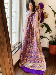 Purple Rai Bandhej Dupatta with Meenakari Jaal design in Georgette