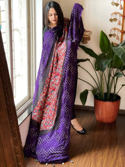 Rust Bandhani with Ajrakh Dupatta in Modal Silk