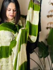 Green Shibori with Ajrakh Dupatta in Modal Silk