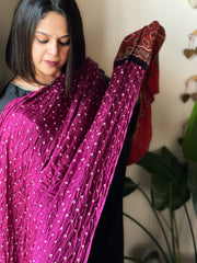 Purple Bandhani with Ajrakh Dupatta in Modal Silk