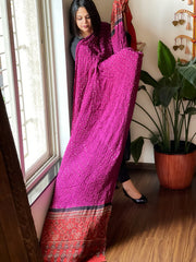 Purple Bandhani with Ajrakh Dupatta in Modal Silk