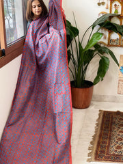 Rust Handmade Kantha Dupatta in Silk