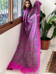 Pink Handmade Kantha Dupatta in Silk