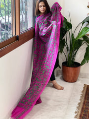 Pink Handmade Kantha Dupatta in Silk