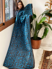 Black Handmade Kantha Dupatta in Silk