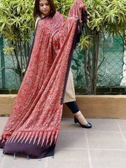 Rust Handblock Printed Ajrakh Dupatta with Mukaish Handwork