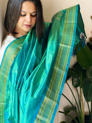 Aqua Blue Woven Paithani Dupatta in Pure Silk