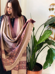 Lite Brown Woven Kullu Woollen Shawl