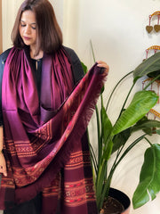 Maroon Woven Kullu Woollen Shawl