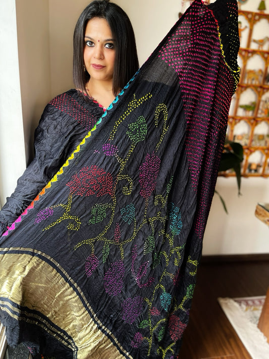 Rai Bandhej Saree in Pure Gajji Silk