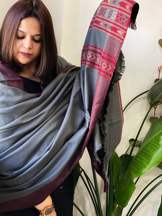 Grey Woven Kullu Woollen Shawl