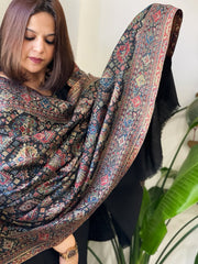 Black Woven Kaani Jaal Pashmina Shawl with Zari