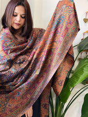 Black Woven Kaani Jaal Pashmina Shawl with Zari