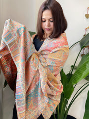 Off-White Woven Kaani Jaal Pashmina Shawl with Zari