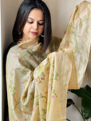 Tussar Silk Dupatta with thread embroidery