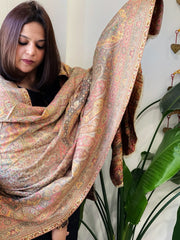 Lite Gold Woven Kaani Jaal Pashmina Shawl with Zari