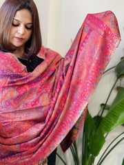 Pink Woven Kaani Jaal Pashmina Shawl with Zari