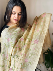 Tussar Silk Dupatta with thread embroidery