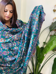 Teal Woven Kaani Jaal Pashmina Shawl