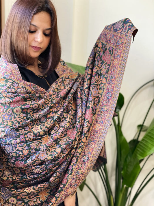 Green Woven Kaani Jaal Pashmina Shawl