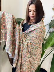 Lite Brown Woven Kaani Jaal Pashmina Shawl