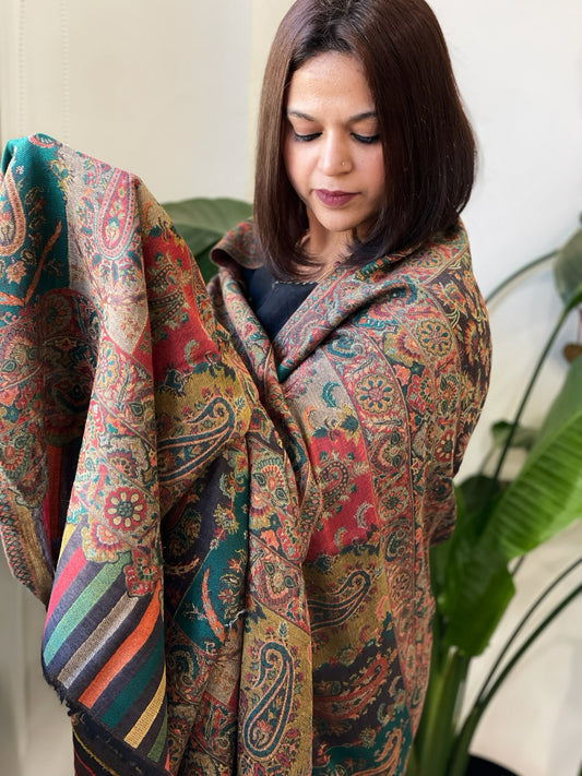 Cola Brown Woven Kaani Jaal Pashmina Shawl