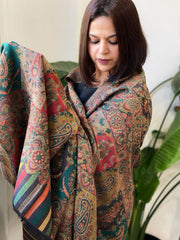 Cola Brown Woven Kaani Jaal Pashmina Shawl